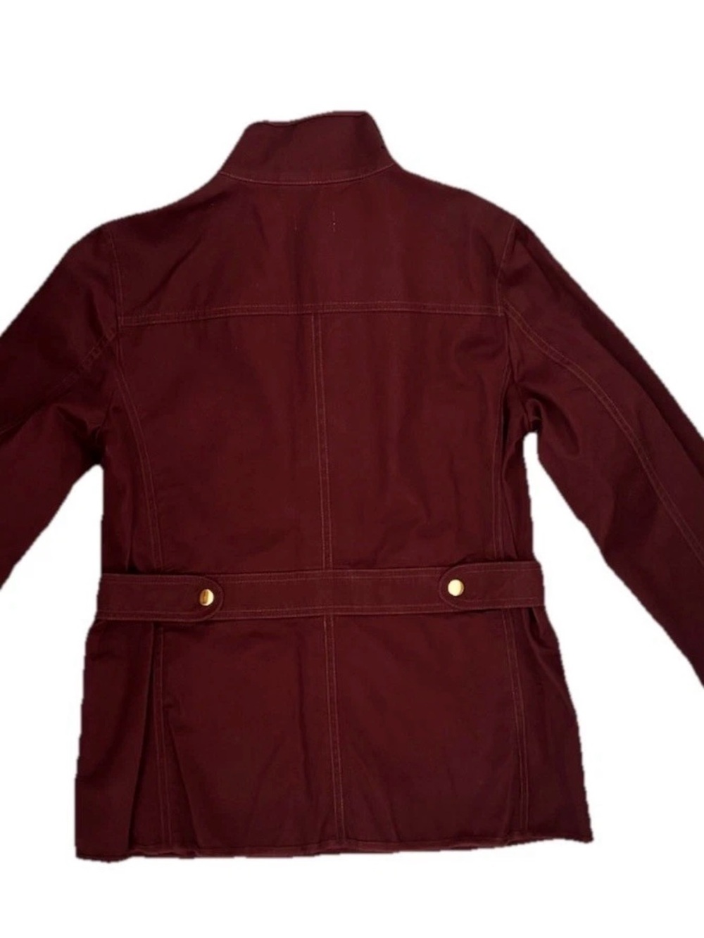 J. Crew Field Jacket Vintage Burgundy Gold Hardware Size Small Water Resistant - Picture 3 of 7